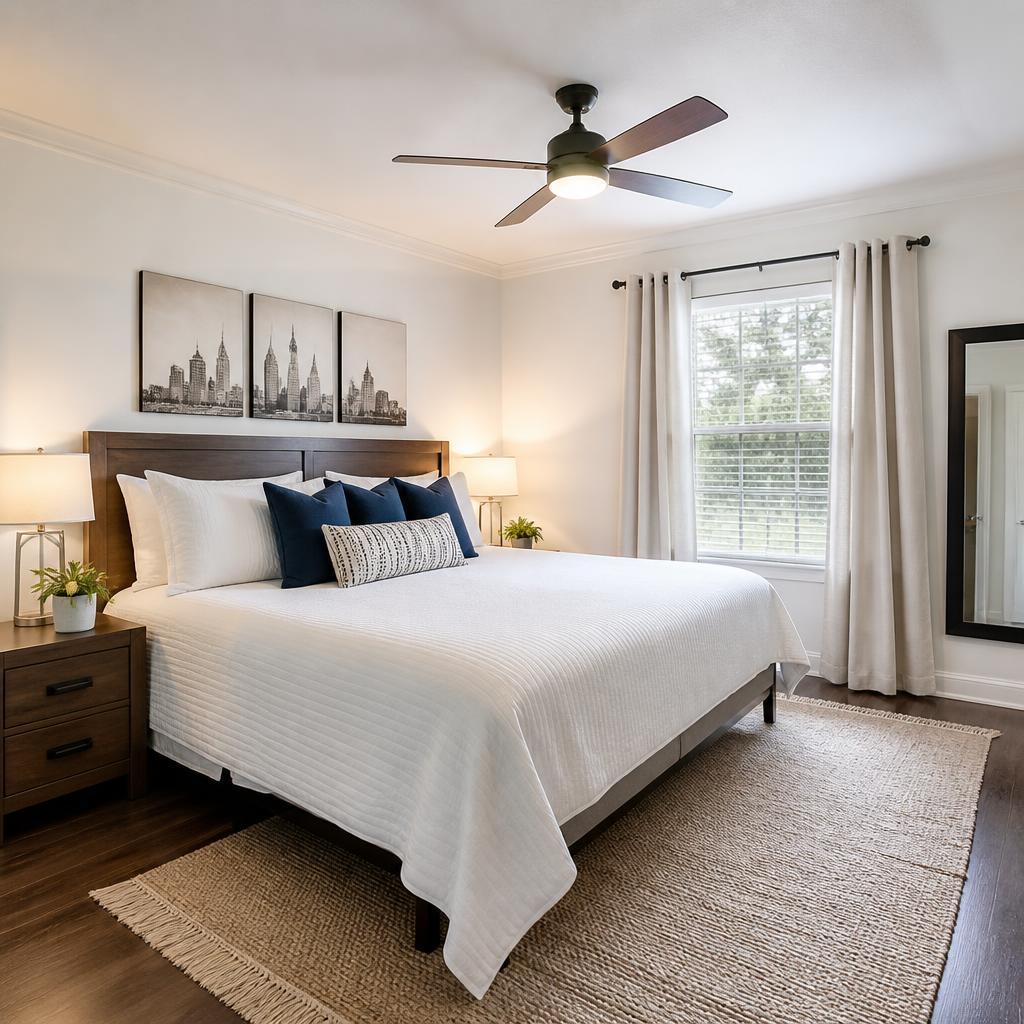 Pristine Airbnb-ready bedroom prepared for San Antonio guests
