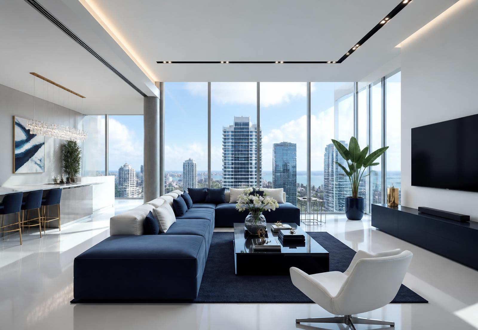 Spotless modern luxury living room cleaned by Dusty Cleaning